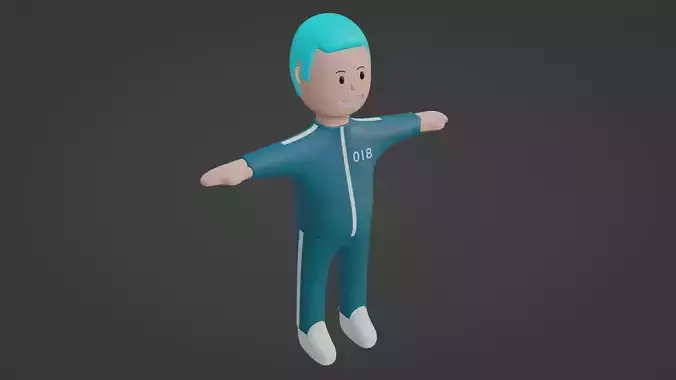 Squid Game Character - Number Eighteen Low-poly 3D model