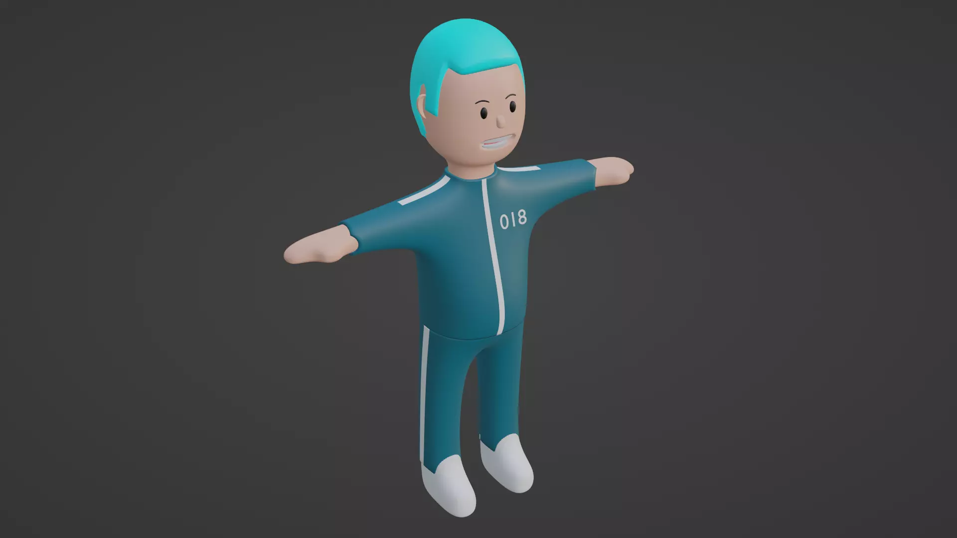 Squid Game Character - Number Eighteen Low-poly 3D model_0