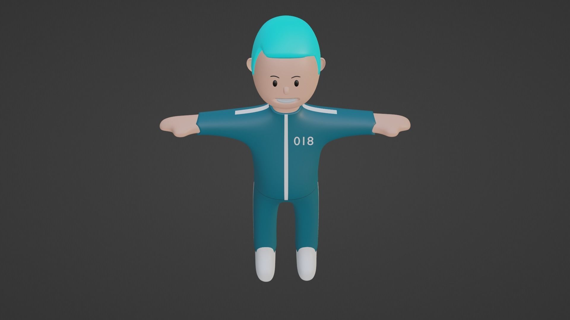 Squid Game Character - Number Eighteen Low-poly 3D model_5