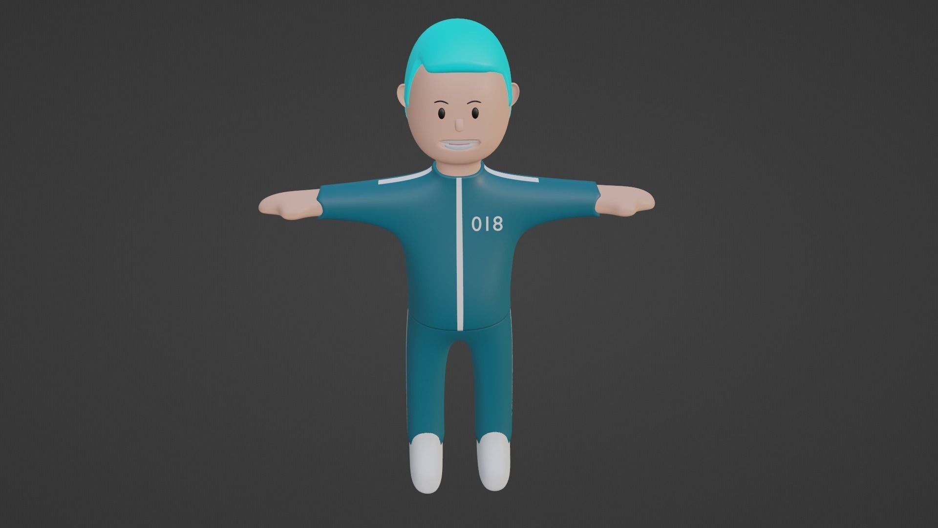 Squid Game Character - Number Eighteen Low-poly 3D model_1