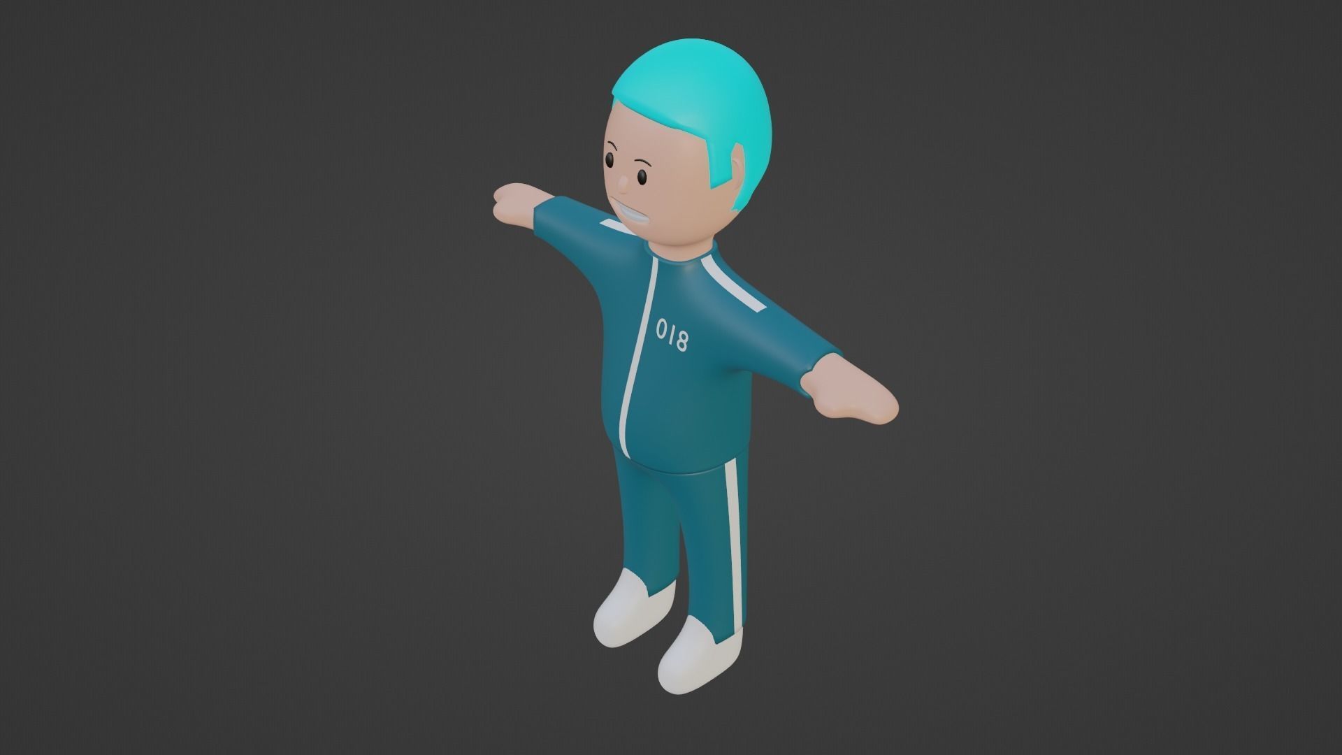 Squid Game Character - Number Eighteen Low-poly 3D model_2