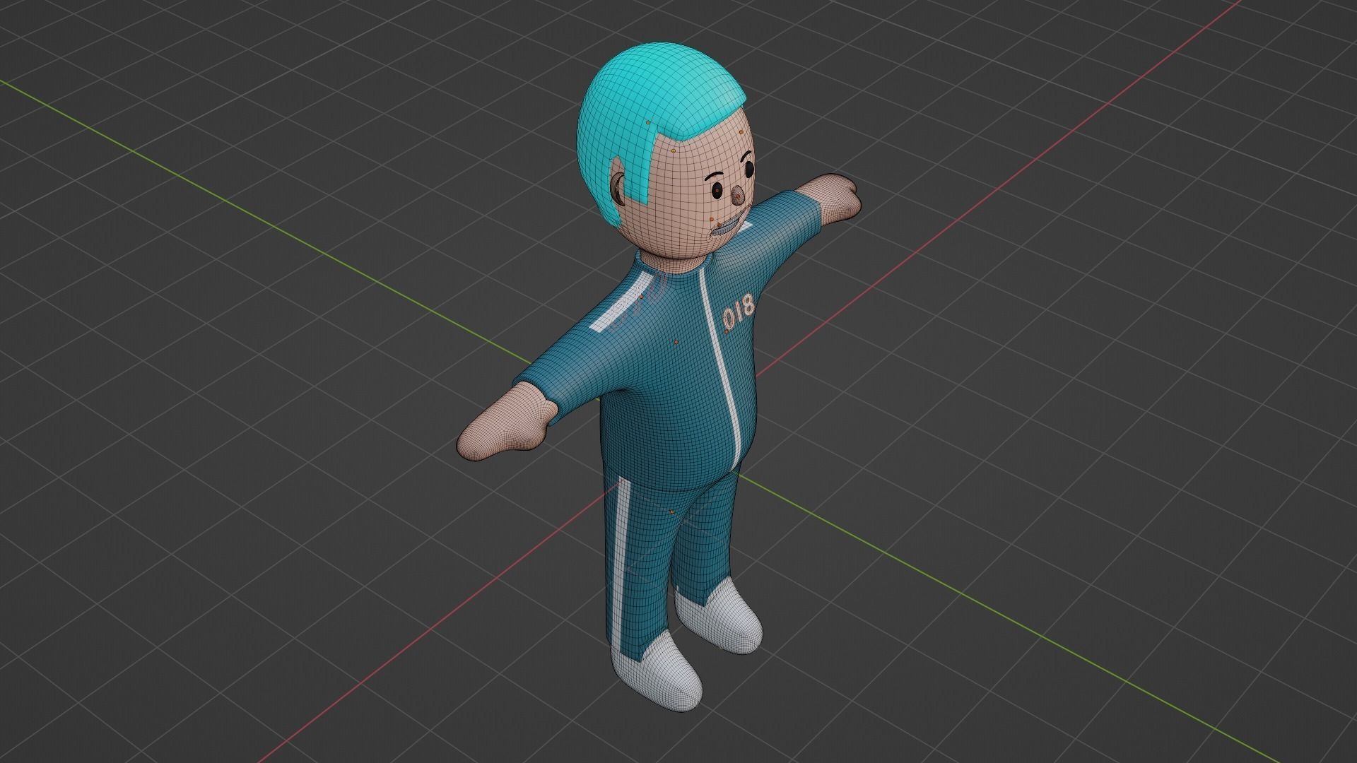 Squid Game Character - Number Eighteen Low-poly 3D model_6