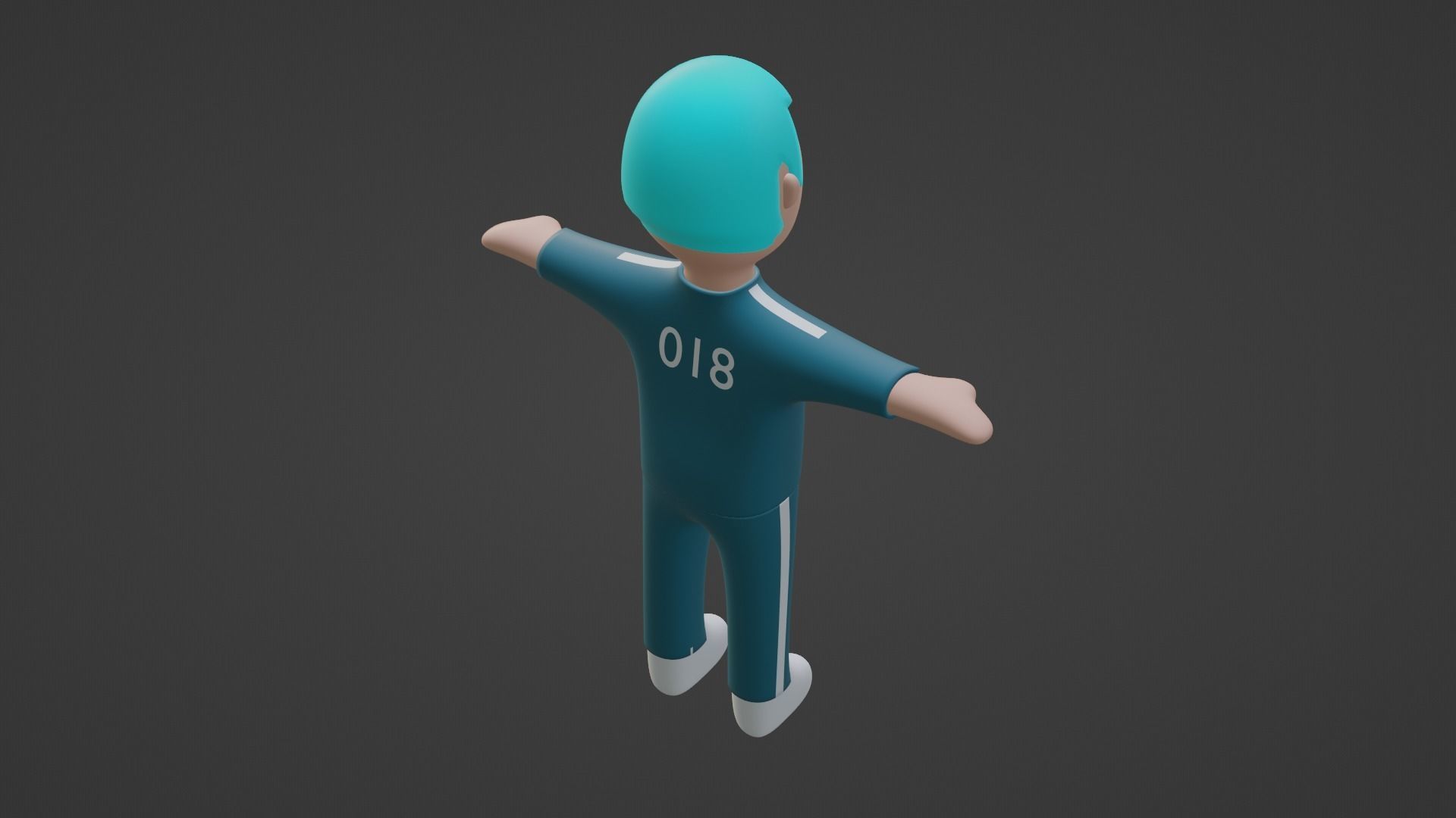 Squid Game Character - Number Eighteen Low-poly 3D model_3