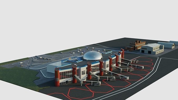 International airport of Kaliningrad khrabrovo Low-poly 3D model