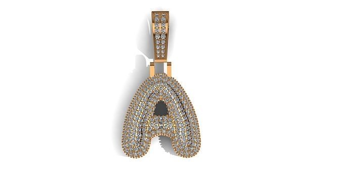 Jewelry 3d Pendant Letter A Dome with diamonds hollow with grill 3D print model