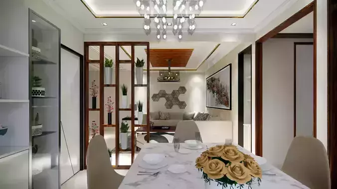 Living and Dining with Kitchen interior design