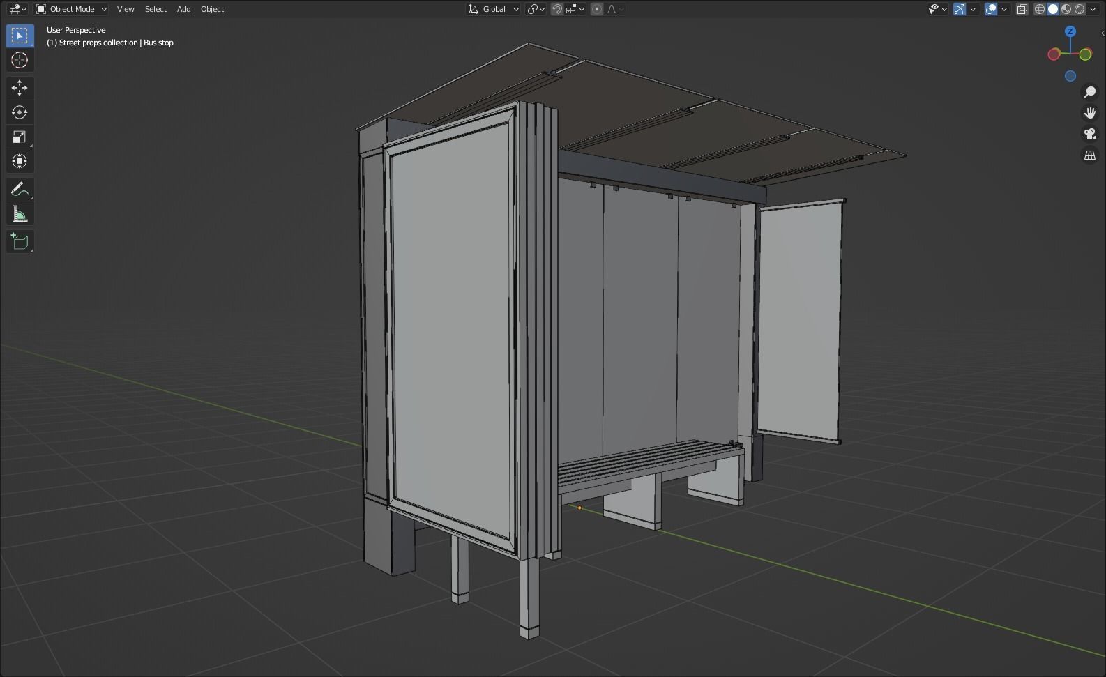 Street prop collection Low-poly 3D model_7