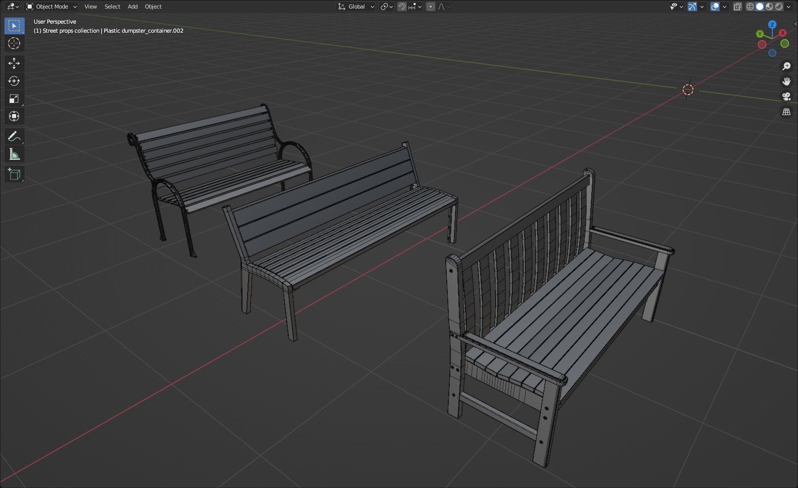 Street prop collection Low-poly 3D model_10