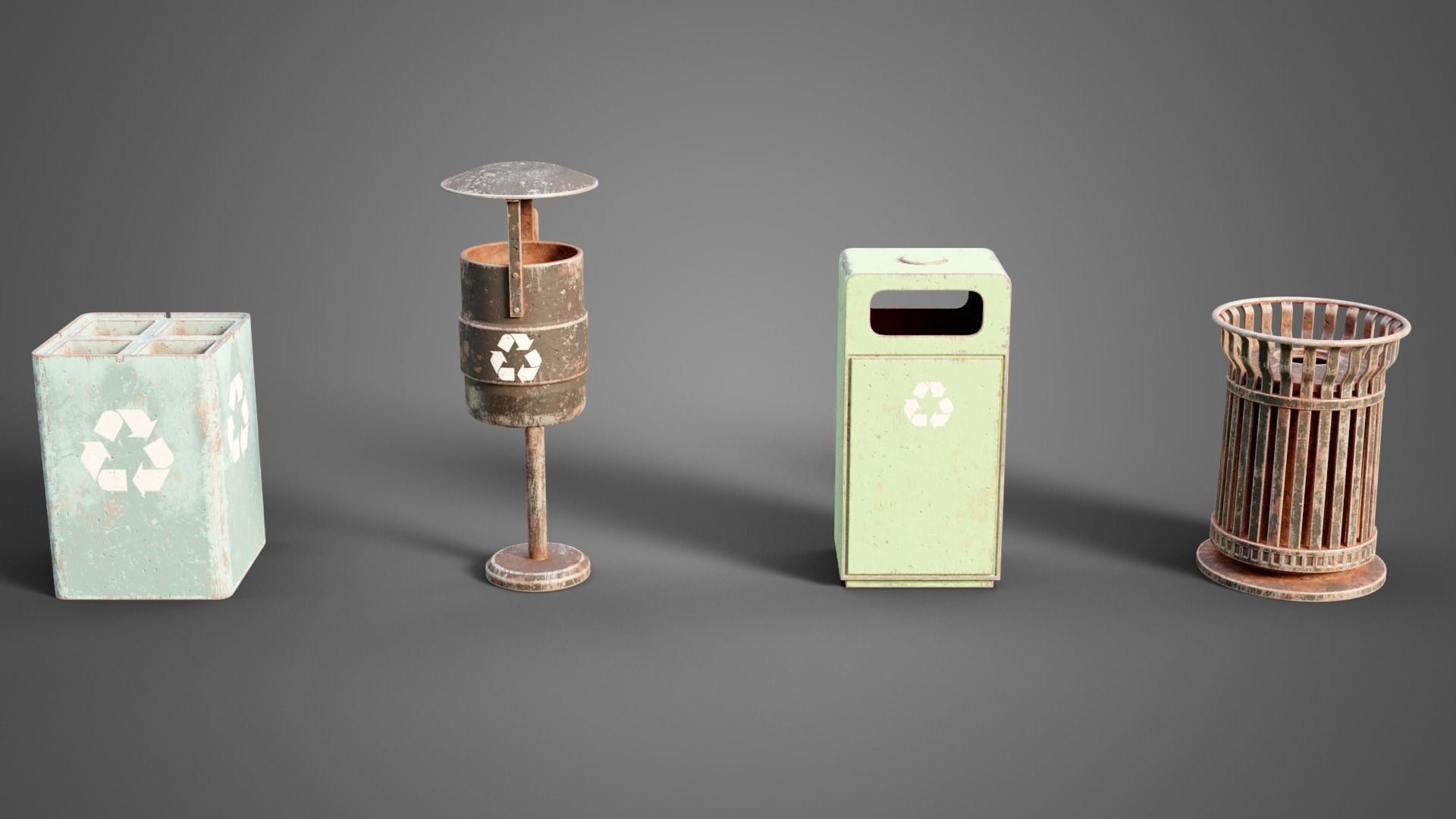 Street prop collection Low-poly 3D model_2