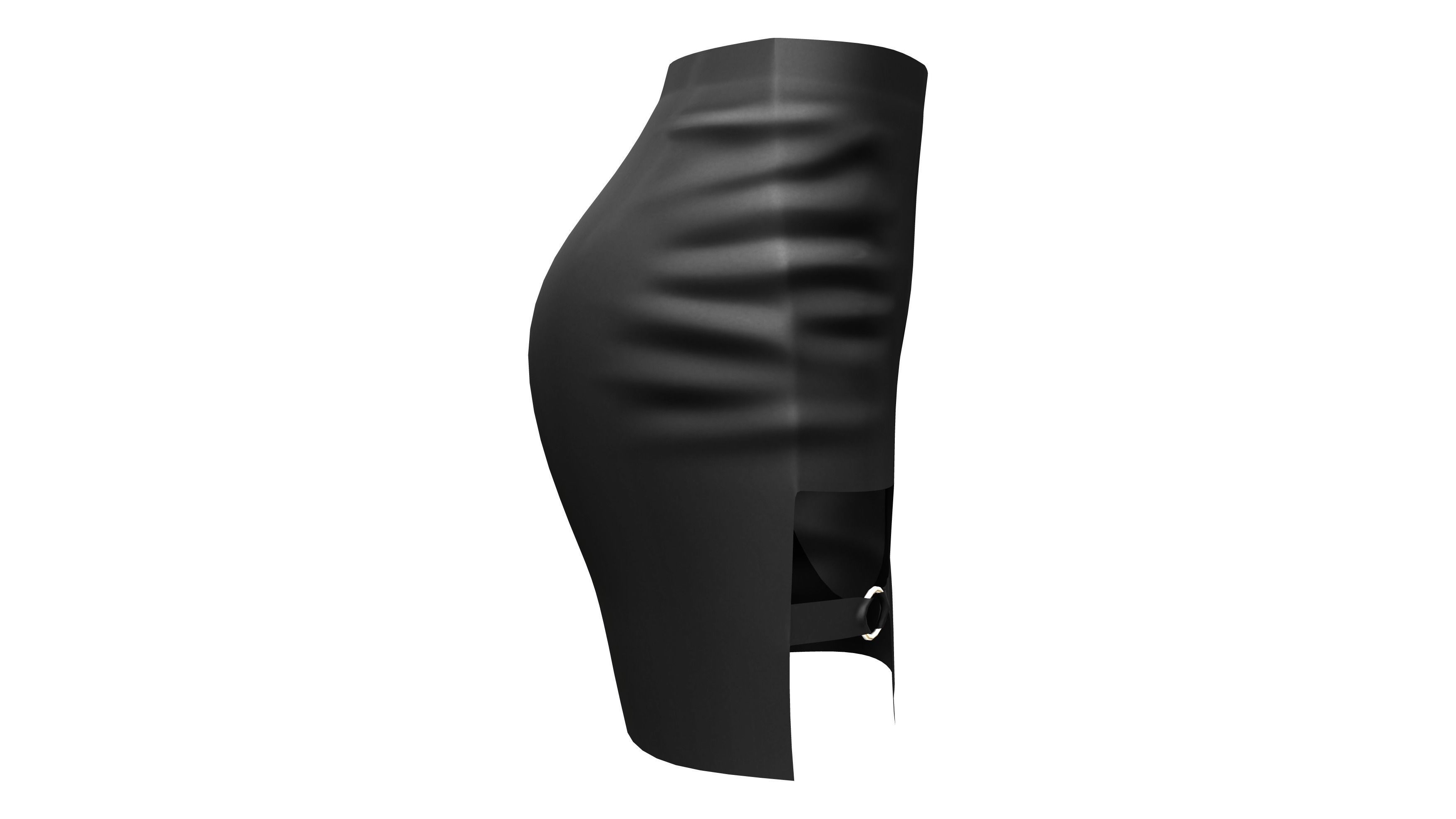 Buckle Tigh Mini Skirt Low-poly 3D model_3