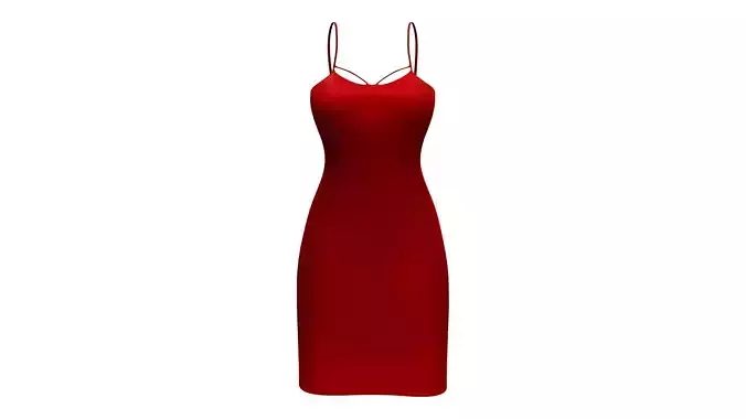 Spaghetti Shoulder and Chest Straps Knee Length Skirt Dress