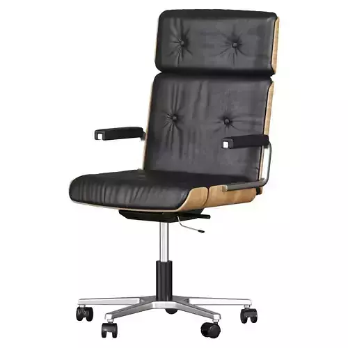 Black leather Giroflex Swivel office chair by Martin Stoll