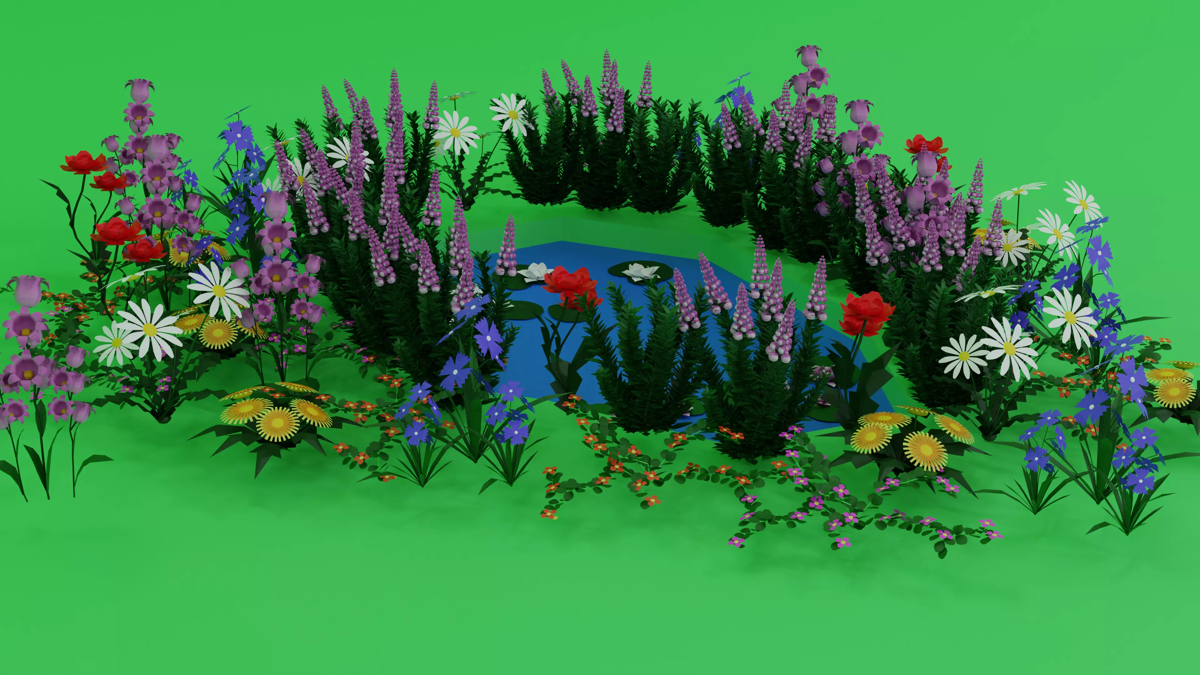 10 low poly Flowers Plant Low-poly 3D model_0