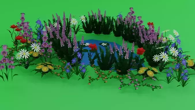 10 low poly Flowers Plant Low-poly 3D model