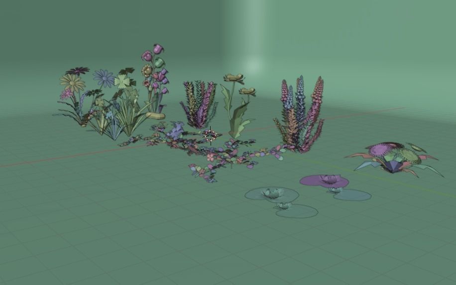 10 low poly Flowers Plant Low-poly 3D model_2
