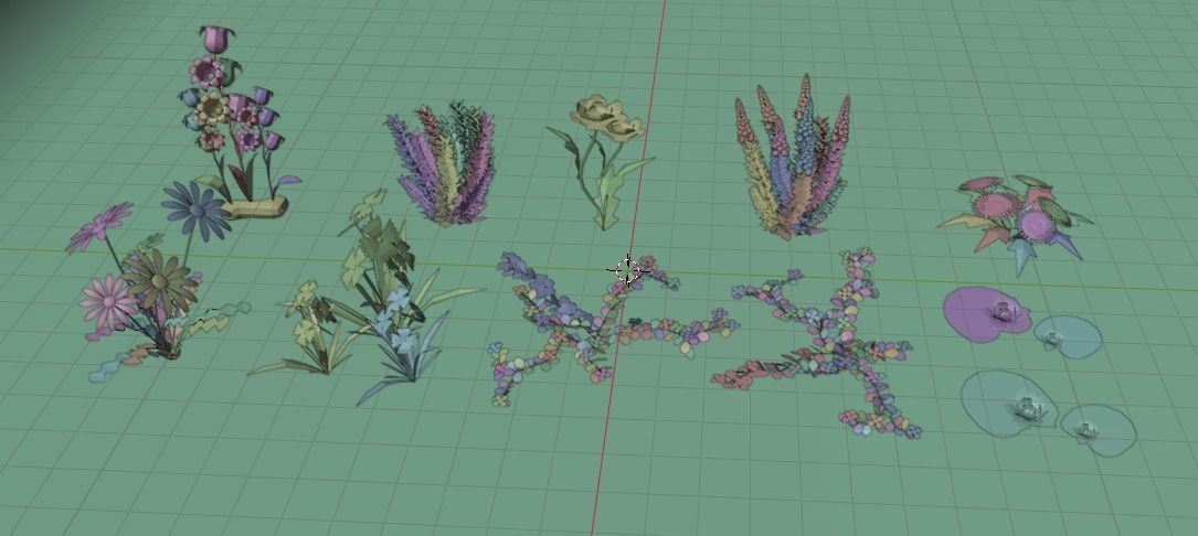 10 low poly Flowers Plant Low-poly 3D model_1