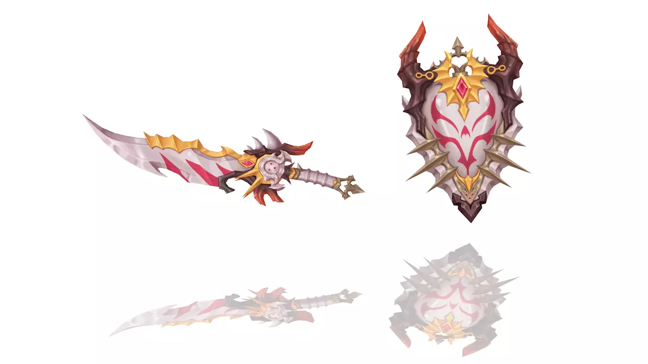 Corrupted Holy Sword and Shield Low-poly 3D model_0