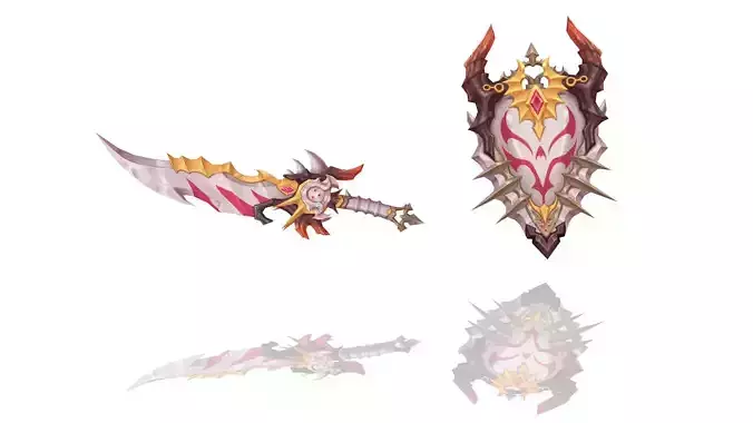 Corrupted Holy Sword and Shield Low-poly 3D model Corrupted Holy Sword and Shield Low-poly 3D model