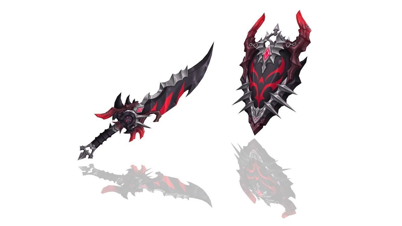 Corrupted Holy Sword and Shield Low-poly 3D model_2