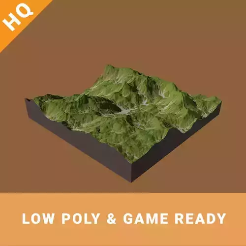 Large Scale Terrain For Game - Low Poly - 8 Textures - 8K Low-poly 3D model