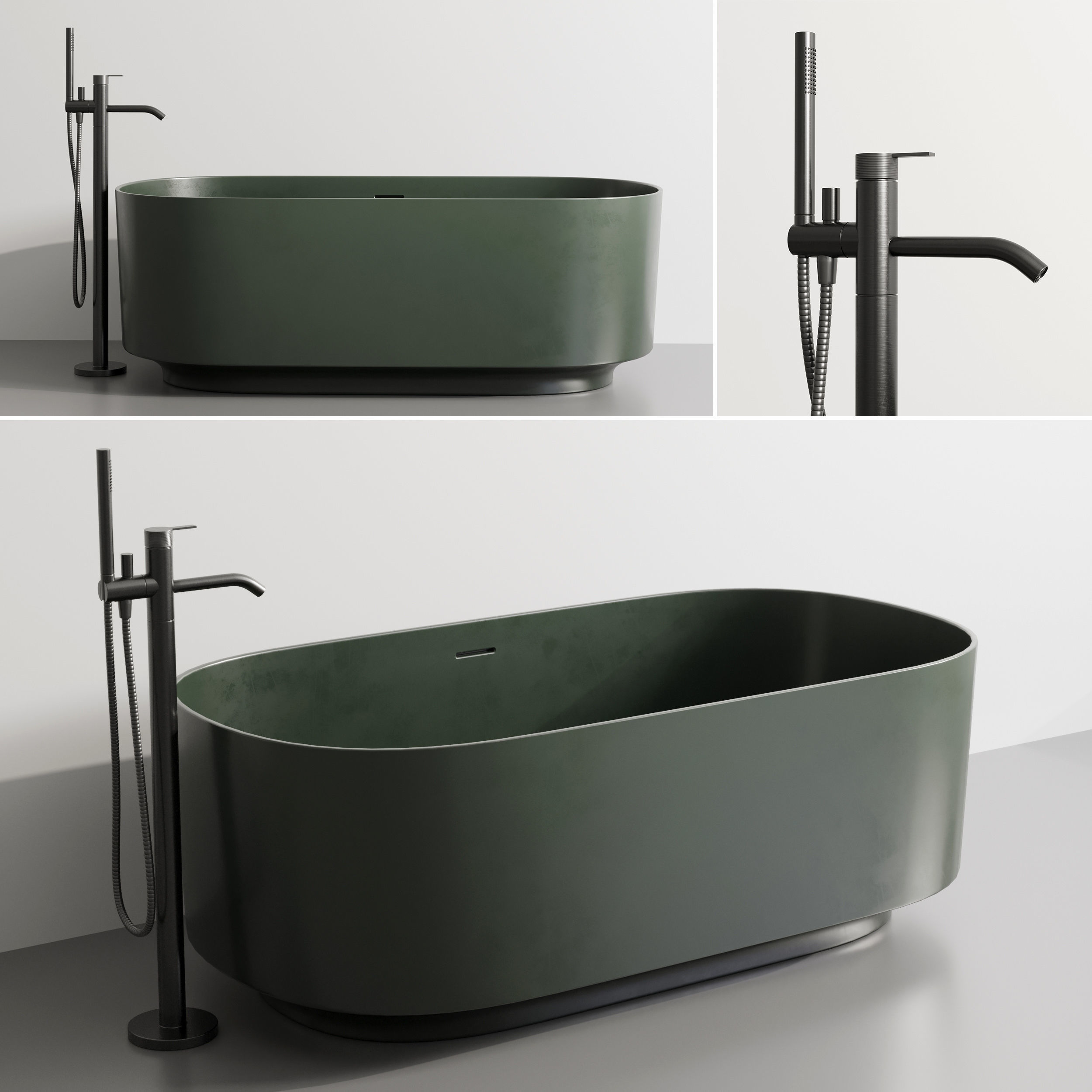 Inbani Arc Bathtub by Inbani Faucet set Low-poly 3D model_1