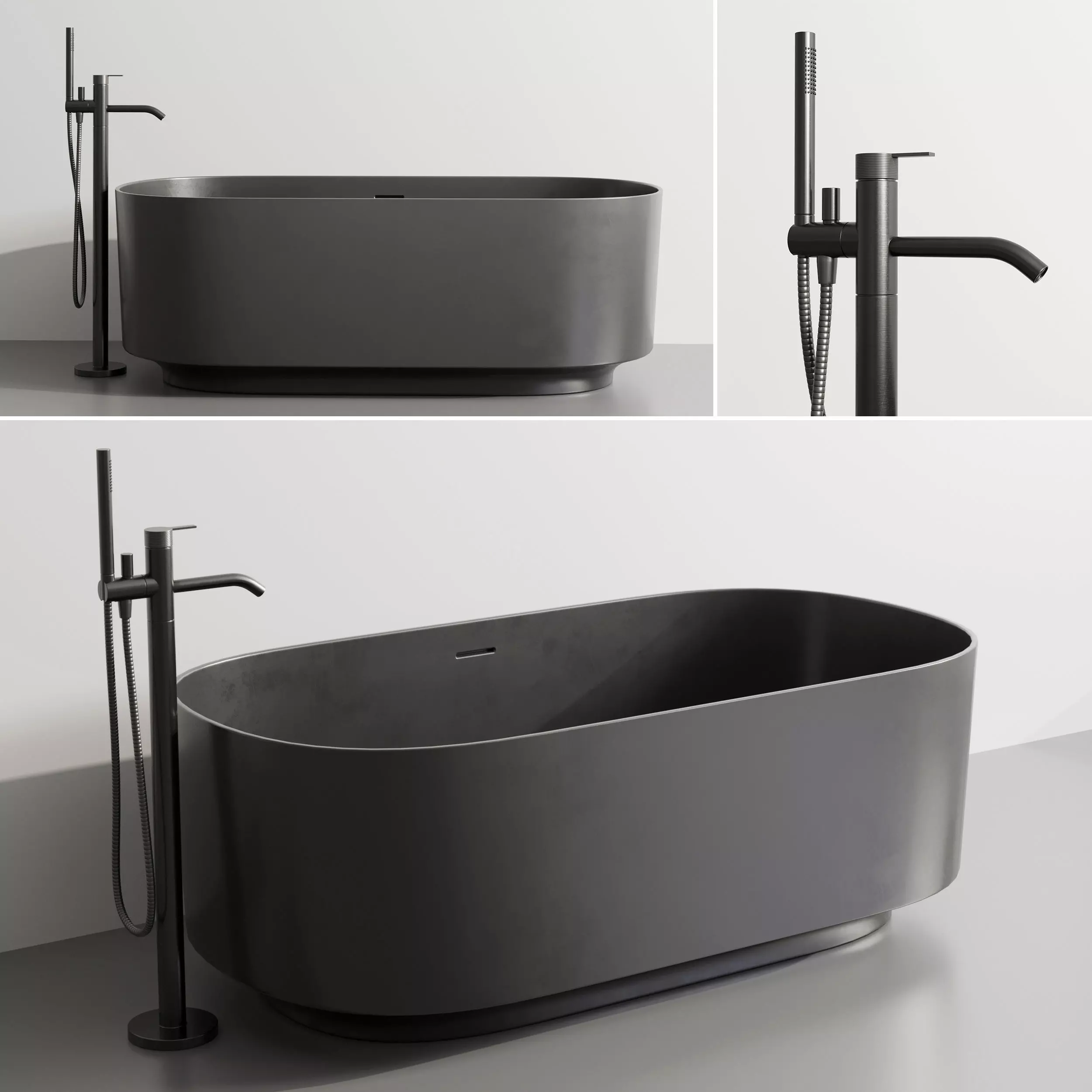 Inbani Arc Bathtub by Inbani Faucet set Low-poly 3D model_0