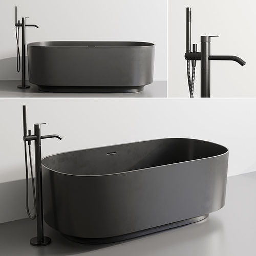 Inbani Arc Bathtub by Inbani Faucet set Low-poly 3D model