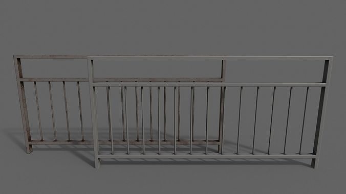 PBR Pedestrian Guard Rail Grey V3 Low-poly 3D model