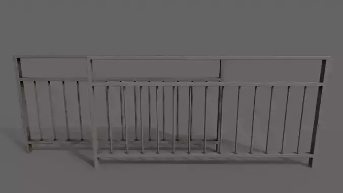 PBR Pedestrian Guard Rail Grey V3 Low-poly 3D model