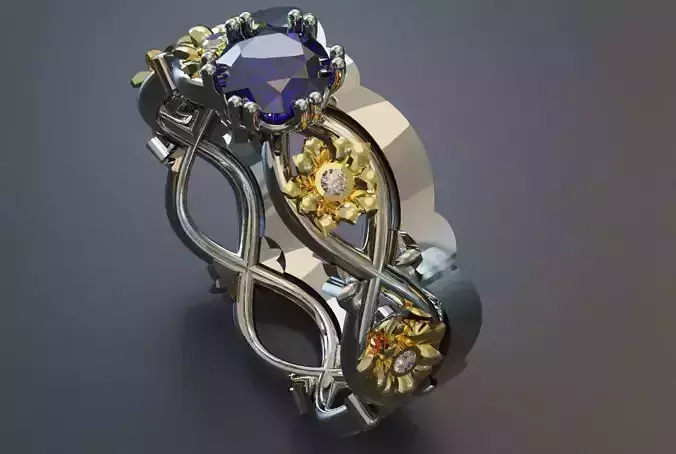 solitary sapphire and diamond wedding ring