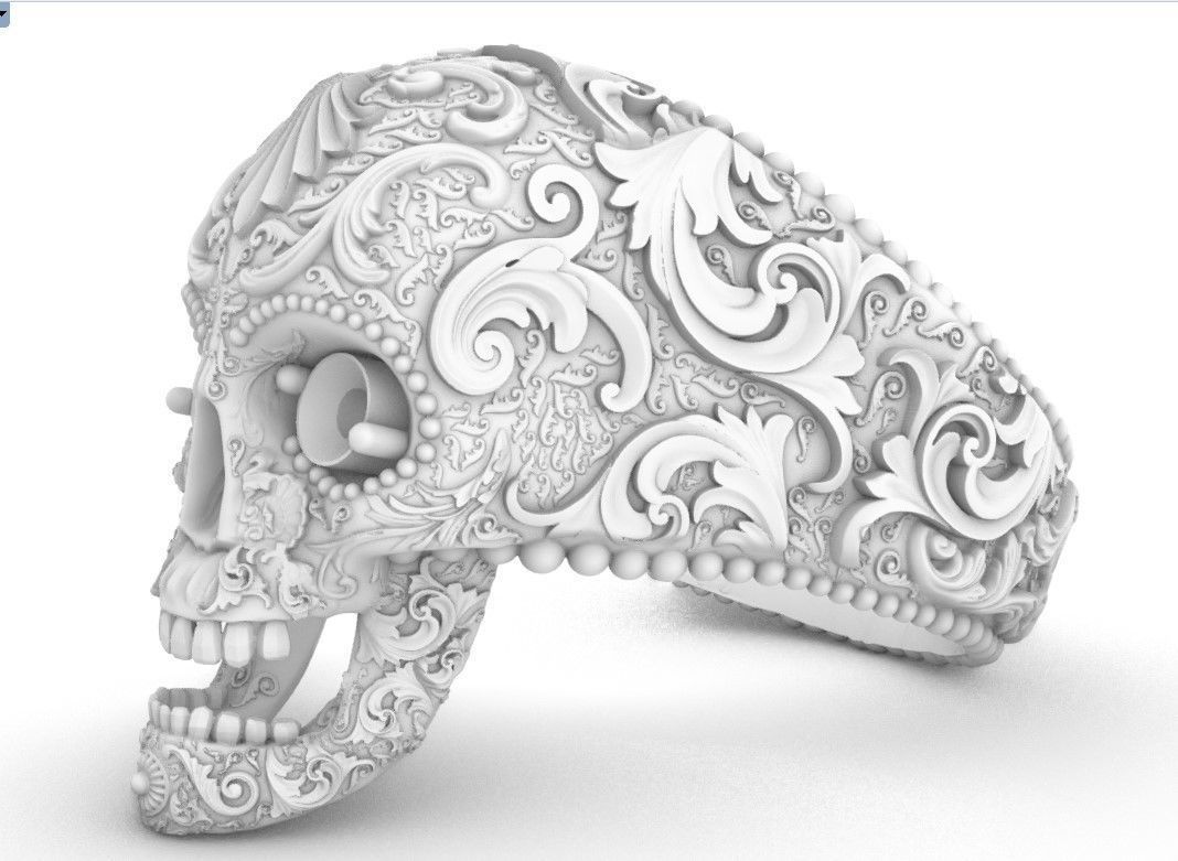 skull ring  3D print model_3