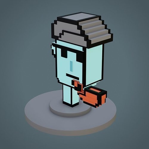 CryptoPunk 3D print model pixel character 3D print model