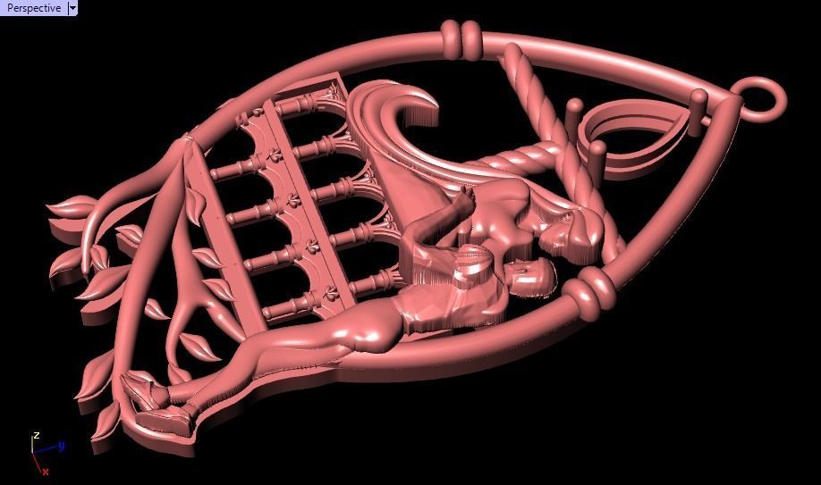 Romeo and Juliet  pendant -original design 3D print model_21