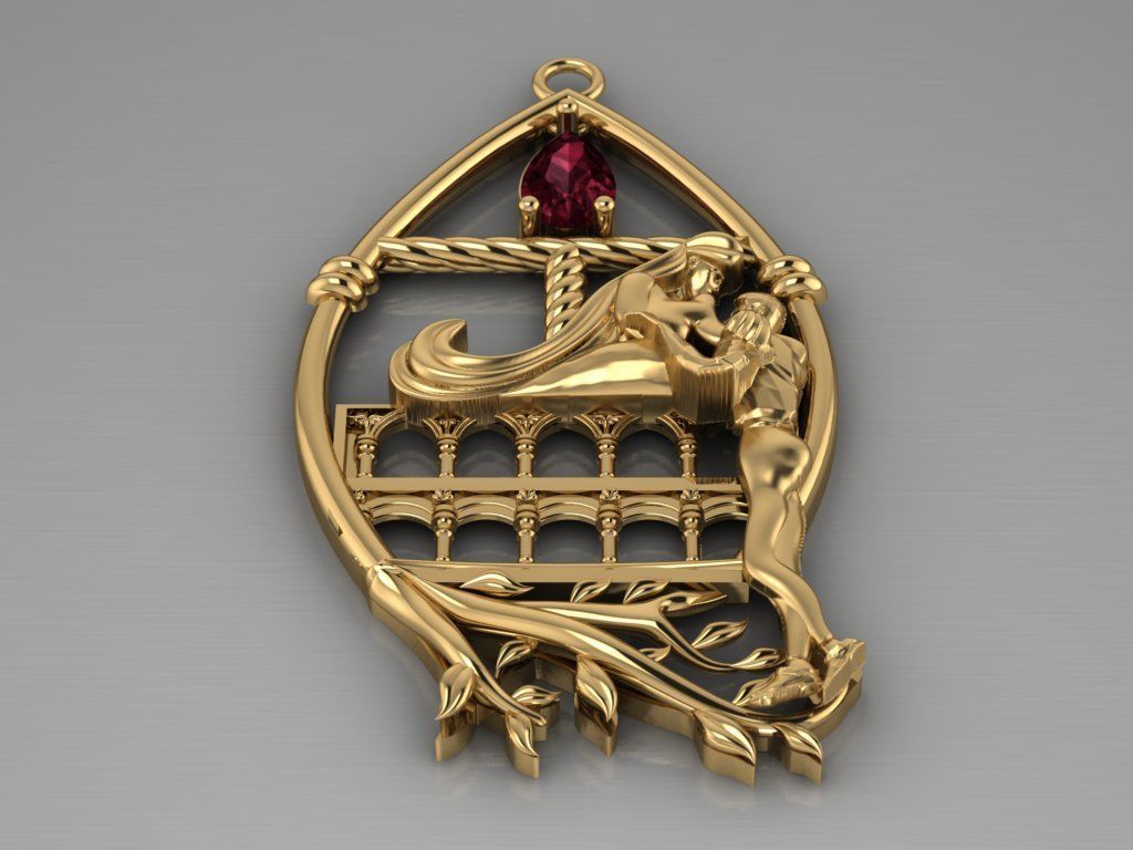Romeo and Juliet  pendant -original design 3D print model_3