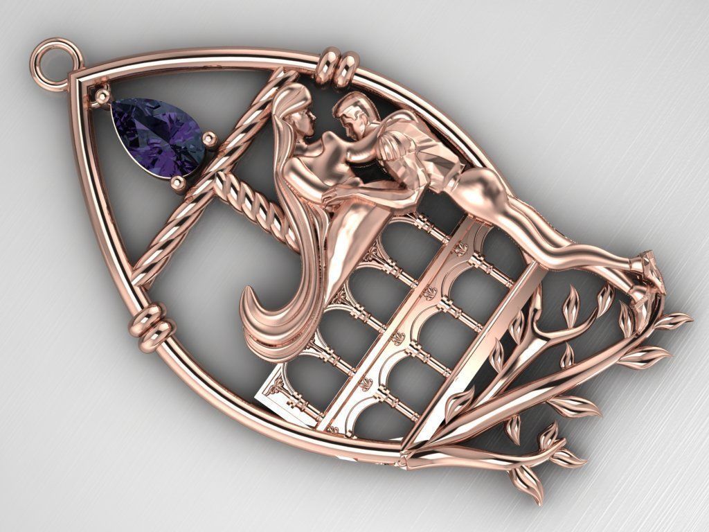 Romeo and Juliet  pendant -original design 3D print model_9