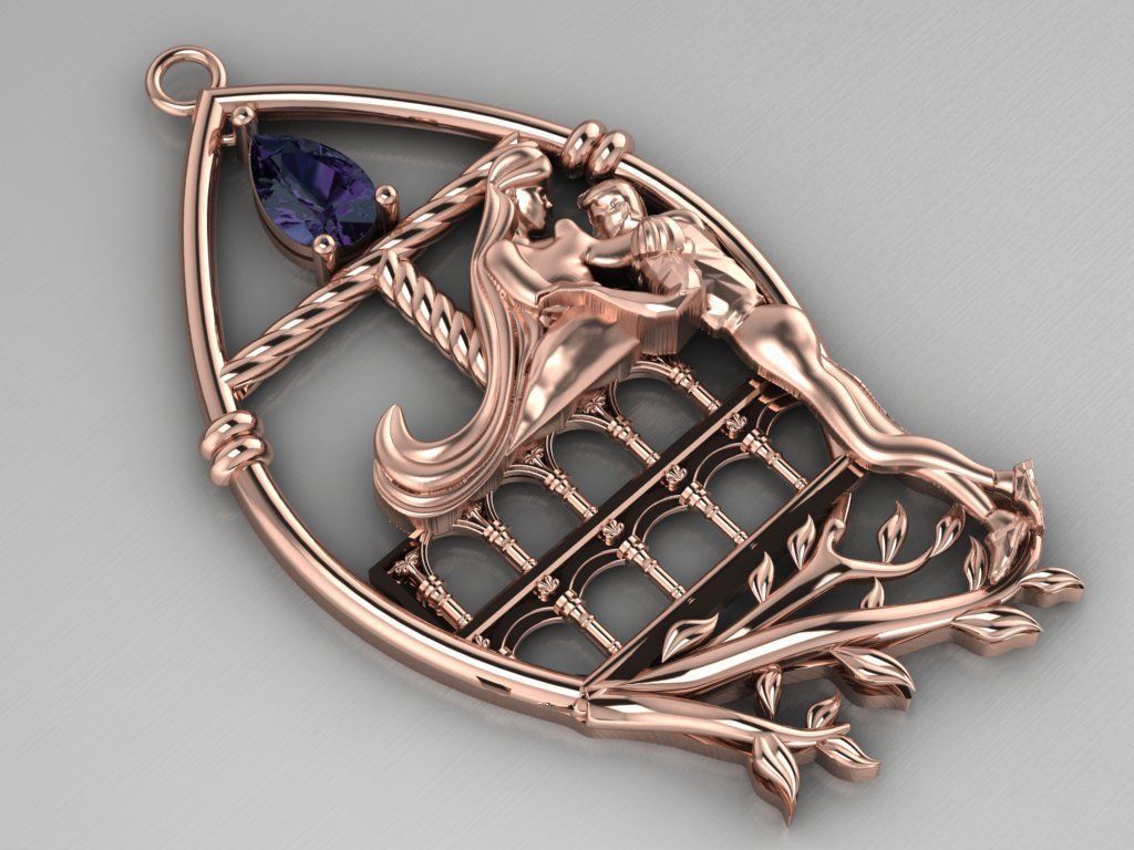 Romeo and Juliet  pendant -original design 3D print model_16