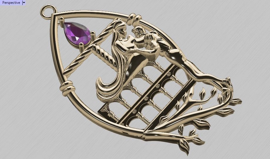 Romeo and Juliet  pendant -original design 3D print model_17