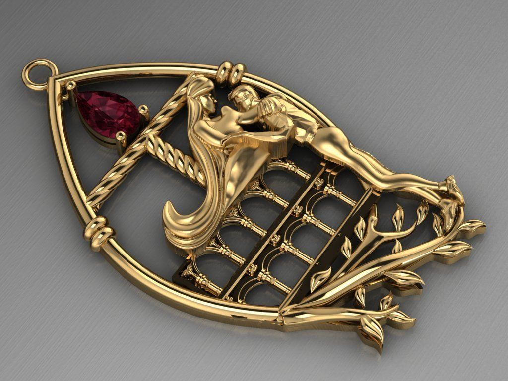 Romeo and Juliet  pendant -original design 3D print model_1