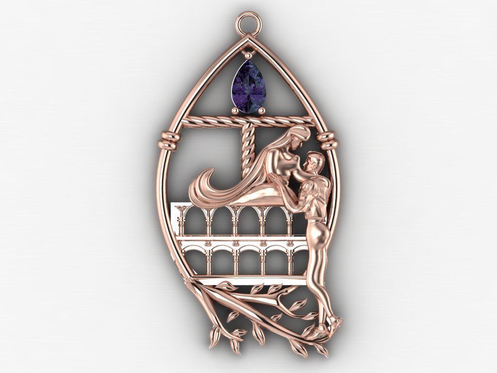 Romeo and Juliet  pendant -original design 3D print model_24