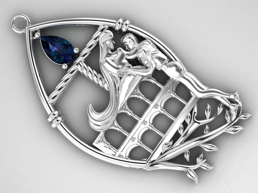 Romeo and Juliet  pendant -original design 3D print model_11