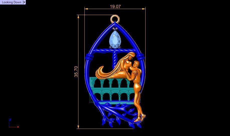 Romeo and Juliet  pendant -original design 3D print model_14