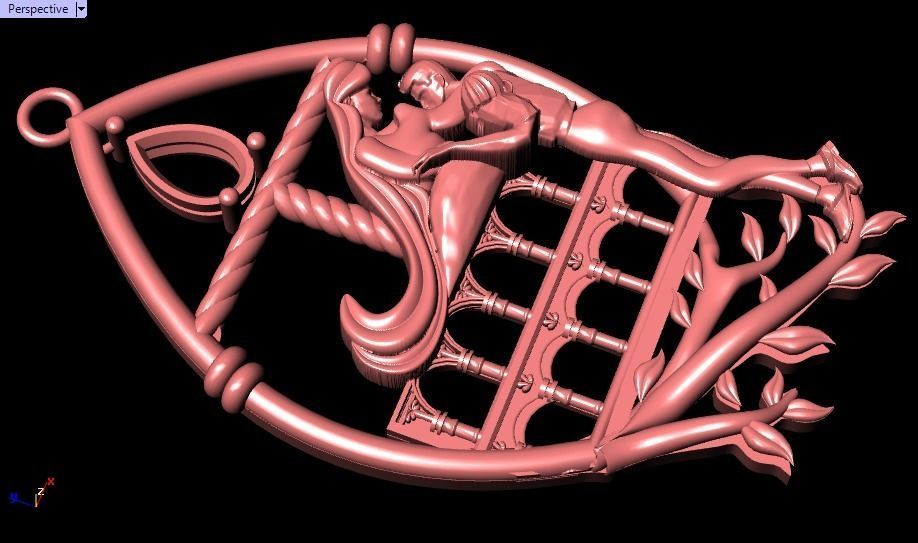 Romeo and Juliet  pendant -original design 3D print model_23