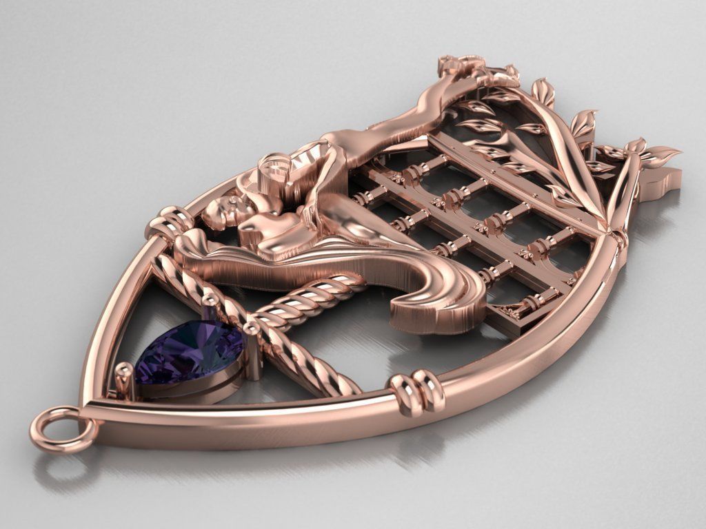 Romeo and Juliet  pendant -original design 3D print model_4
