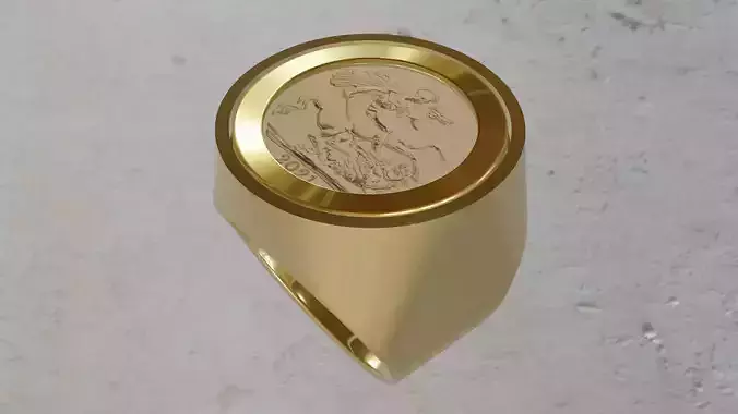 Half sovereign ring frame mount with bezel 3D print model
