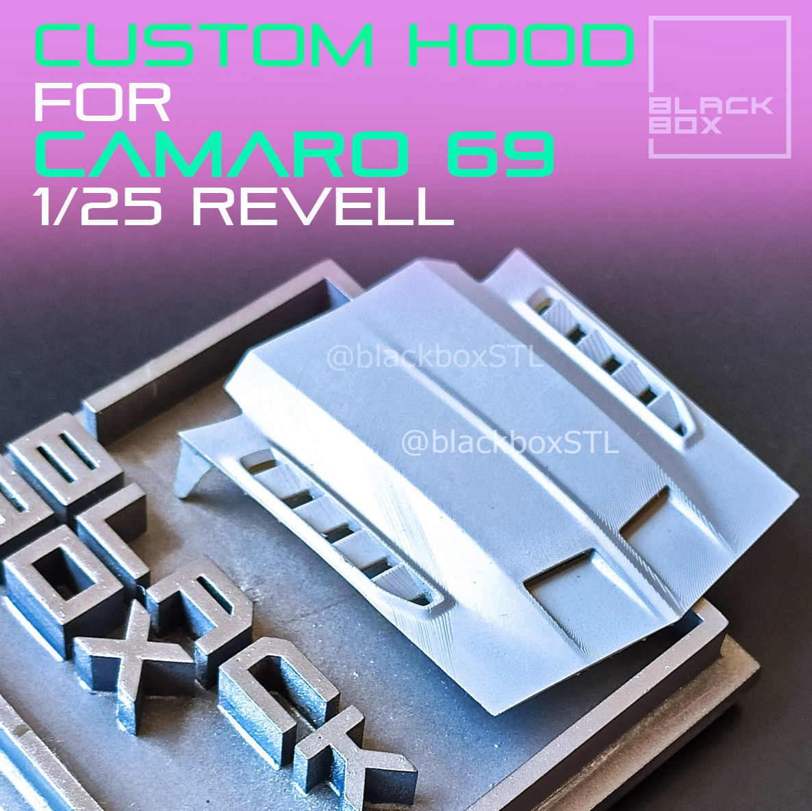 Custom HOOD for Camaro 69 Revell 1-25th 3D print model_1