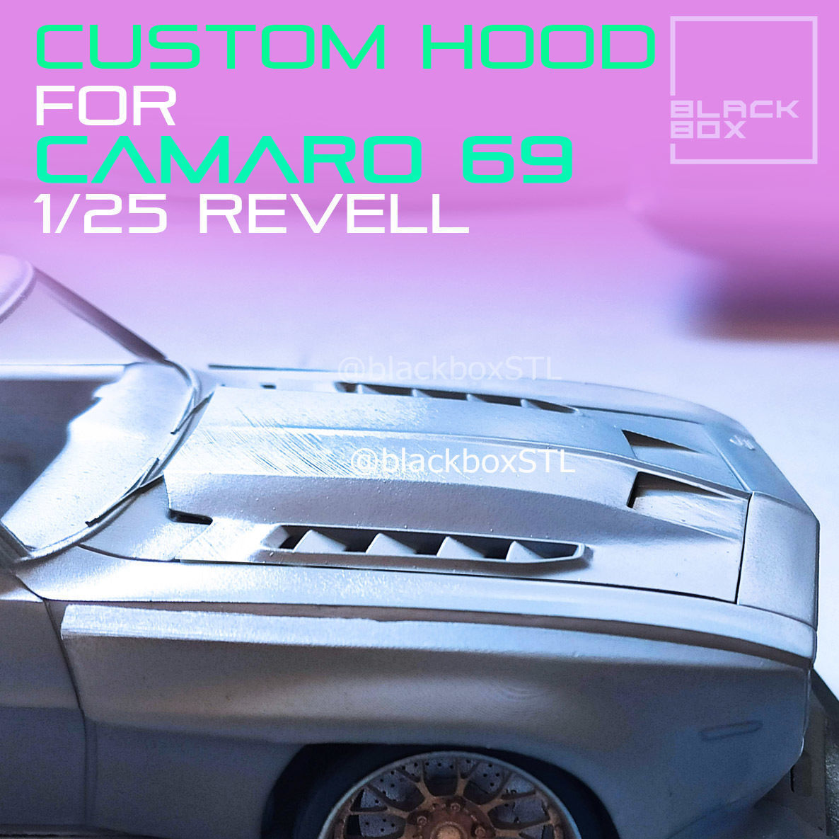 Custom HOOD for Camaro 69 Revell 1-25th 3D print model_3