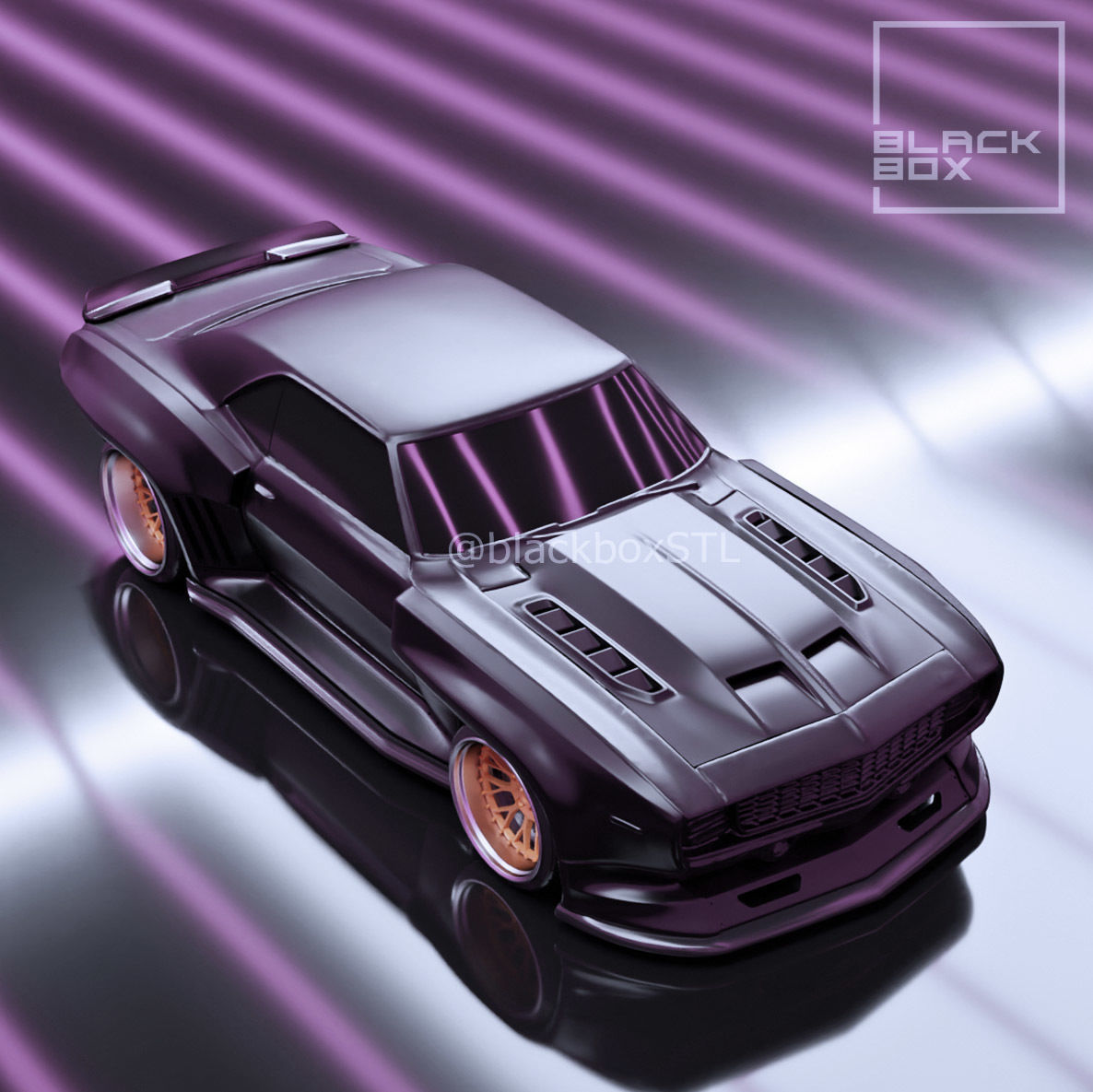 Custom HOOD for Camaro 69 Revell 1-25th 3D print model_2