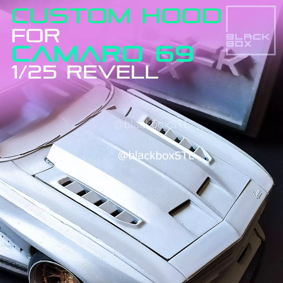 Custom HOOD for Camaro 69 Revell 1-25th 3D print model_0