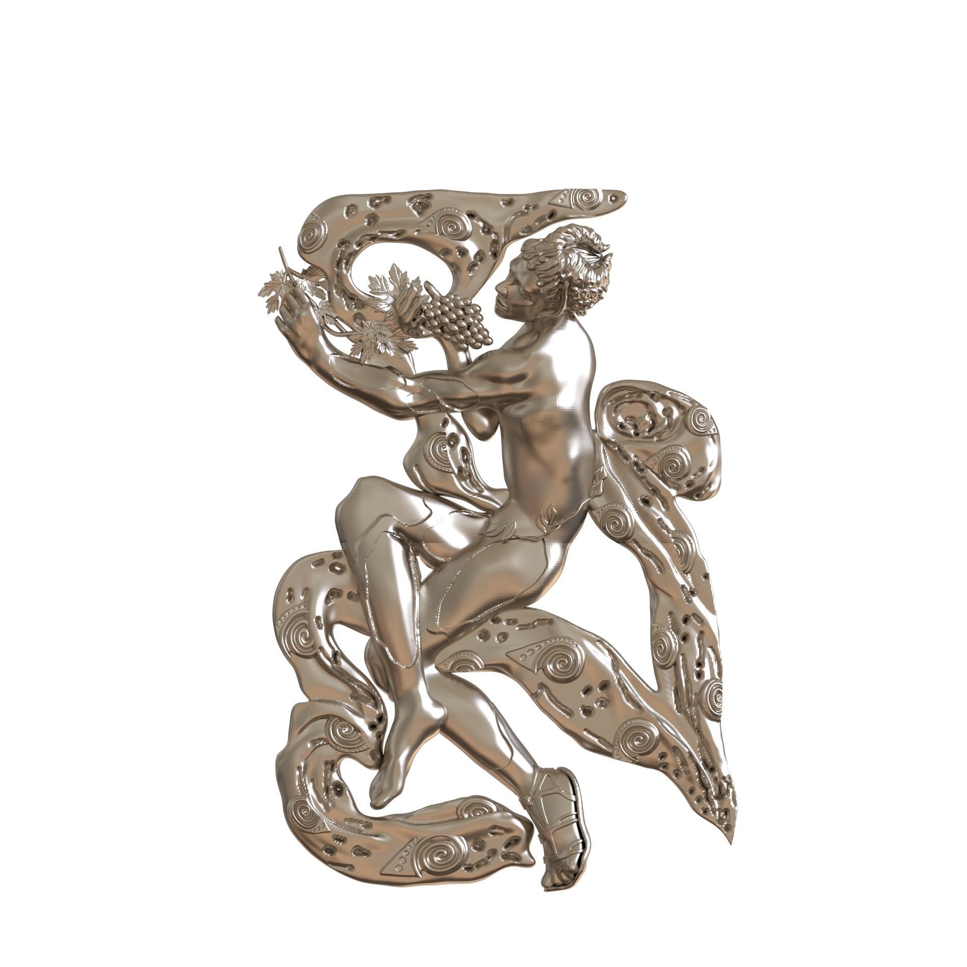 Faun Afternoon Rest bas relief  3D print model_12