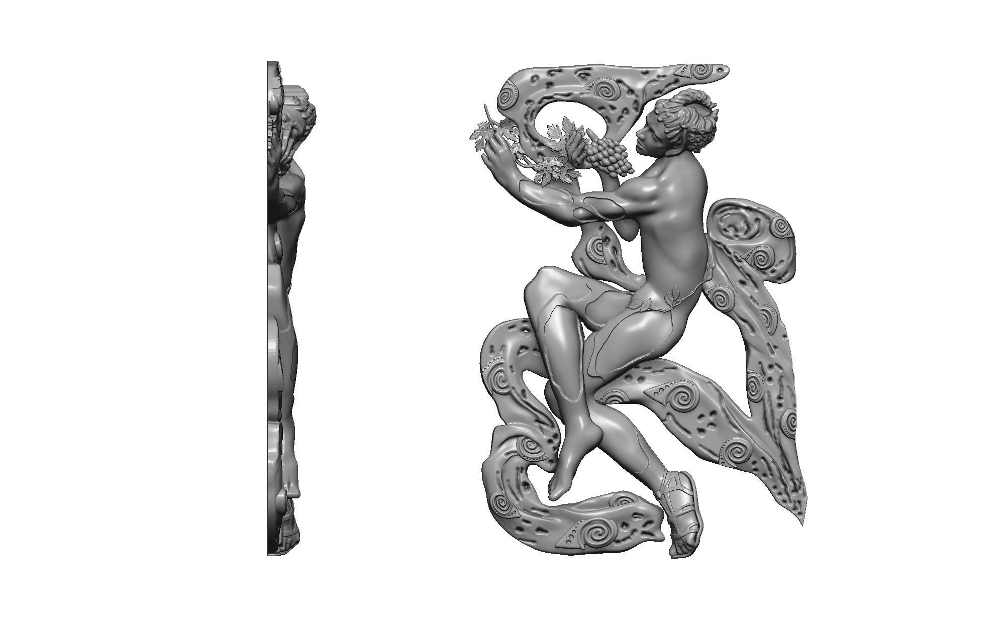 Faun Afternoon Rest bas relief  3D print model_21